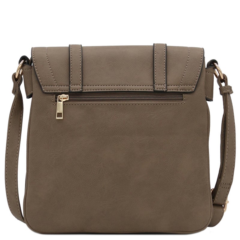 ALYSSA Double Compartment Large Flapover Crossbody Bag (Stone) - Image 3